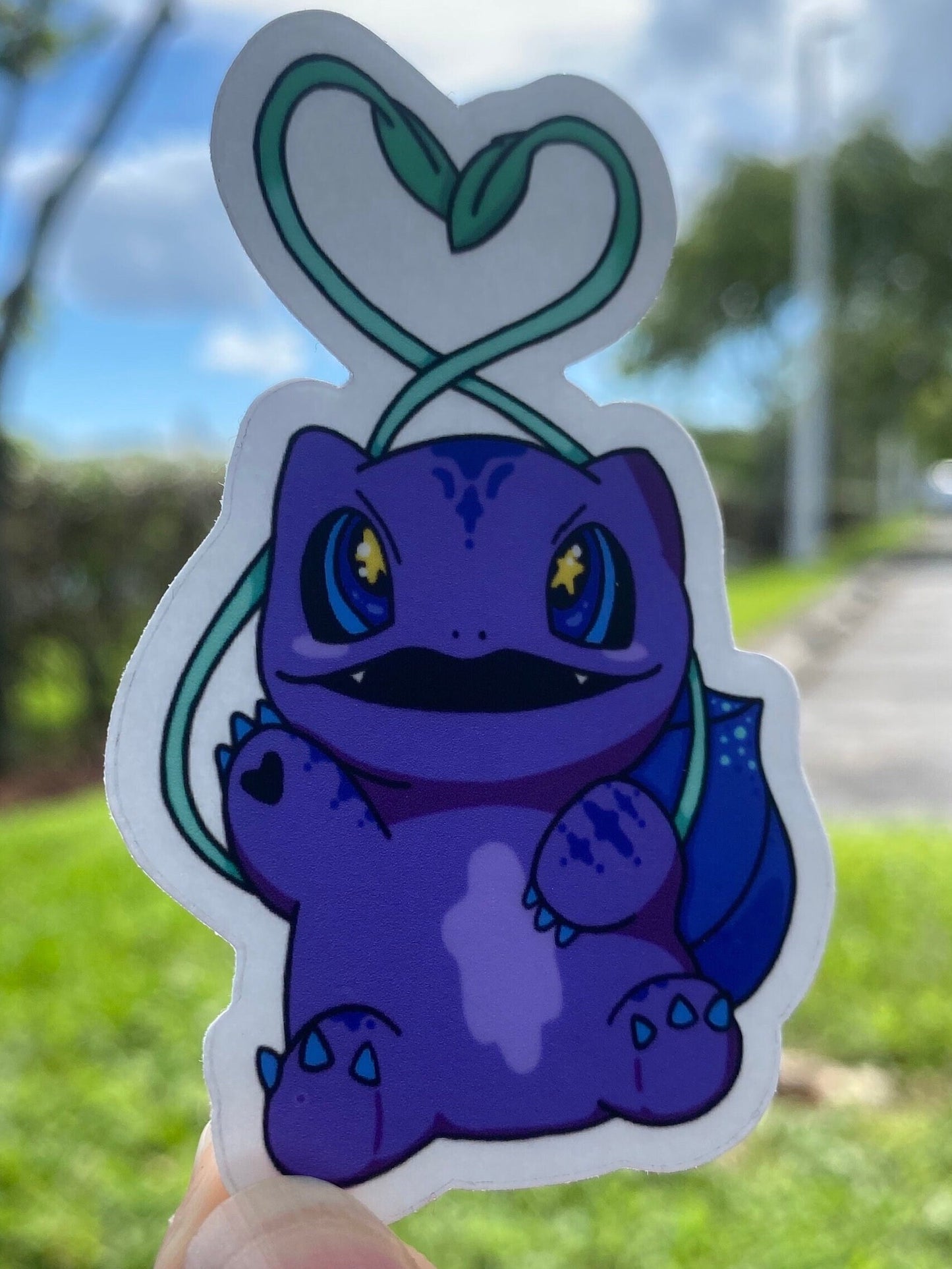 Purple Bulbasaur with Starry Eyes Sticker | ROADSTAR ROADSTERS