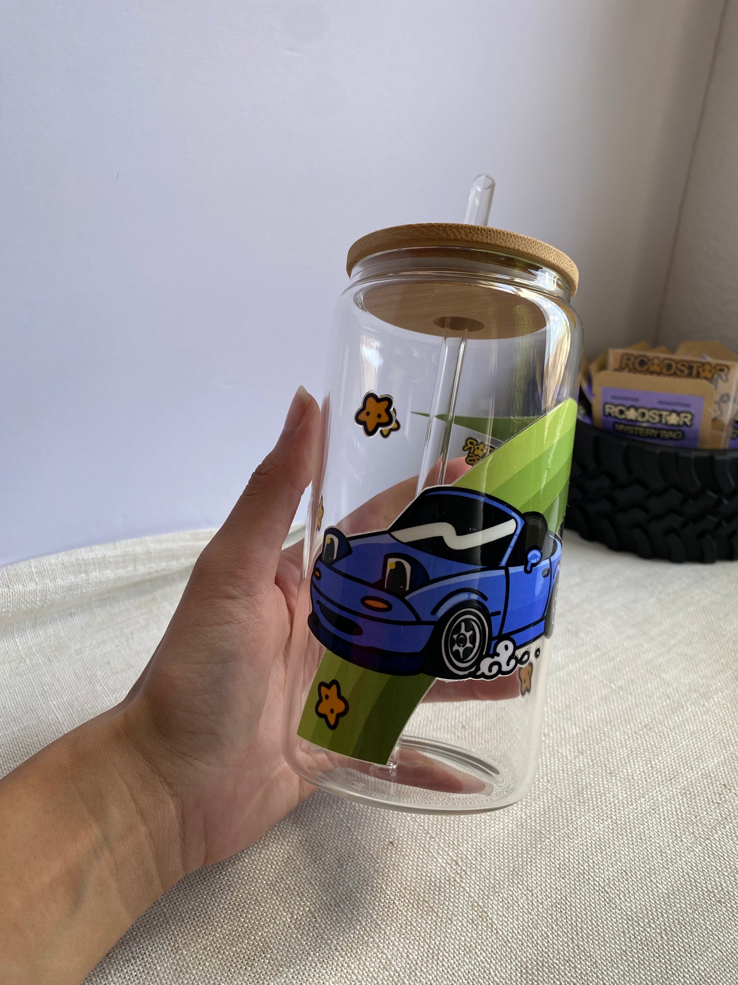 LUCKY MIATA x ROADSTAR ROADSTERS(16oz Glass Cup)