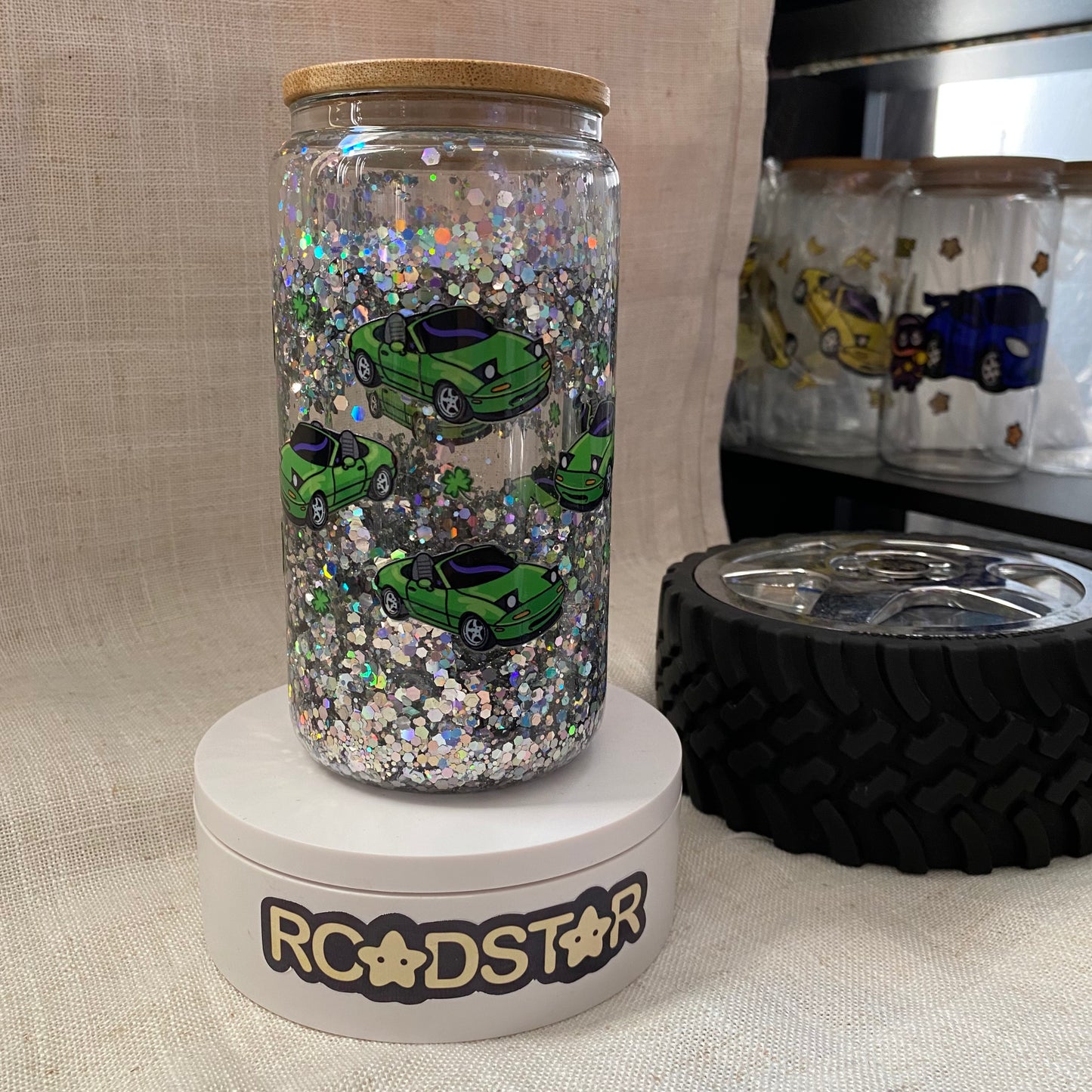 Green Miata Snow Globe Tumbler – Roadstar Glitter Cup