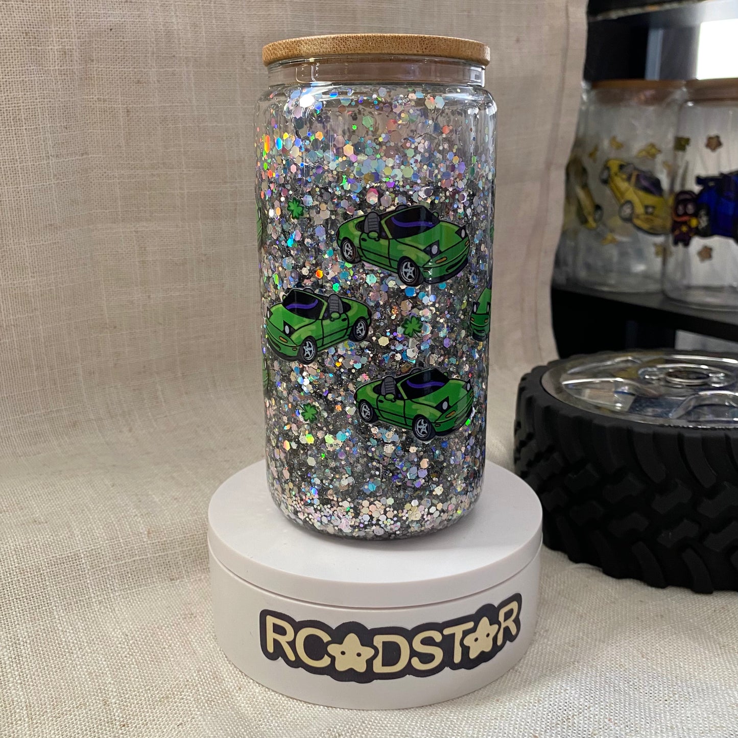 Green Miata Snow Globe Tumbler – Roadstar Glitter Cup