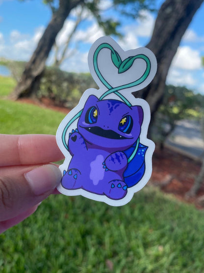 Purple Bulbasaur with Starry Eyes Sticker | ROADSTAR ROADSTERS