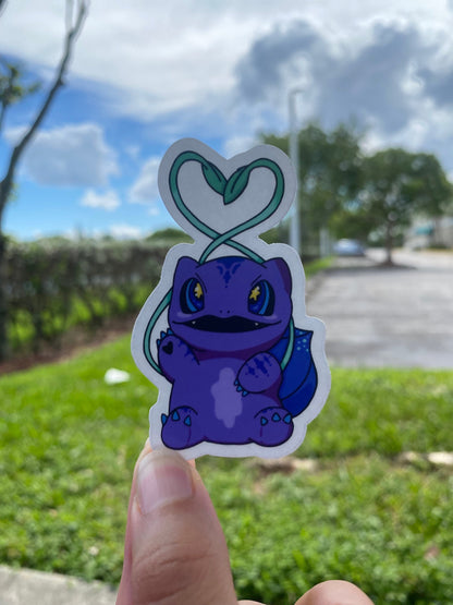 Purple Bulbasaur with Starry Eyes Sticker | ROADSTAR ROADSTERS