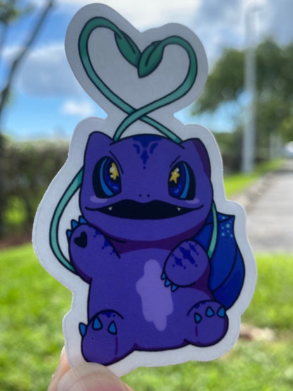 Purple Bulbasaur with Starry Eyes Sticker | ROADSTAR ROADSTERS