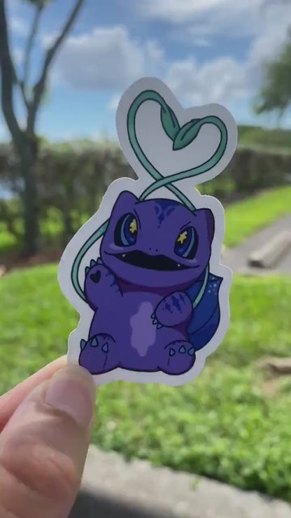 Purple Bulbasaur with Starry Eyes Sticker | ROADSTAR ROADSTERS